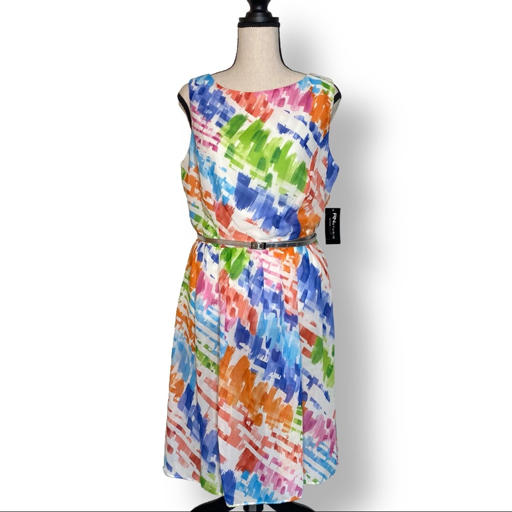 🔵 RN Studios Lined Floral Midi Dress Size 12